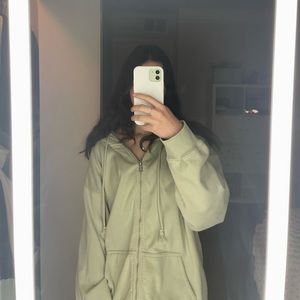 Brandy Melville Christy zip up Hoodie. Light green. Super cute.